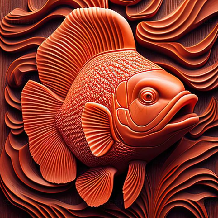 3D model Orange amphiprion fish (STL)
